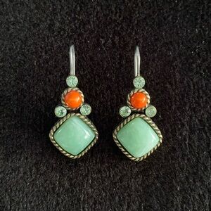 Jade and coral earrings